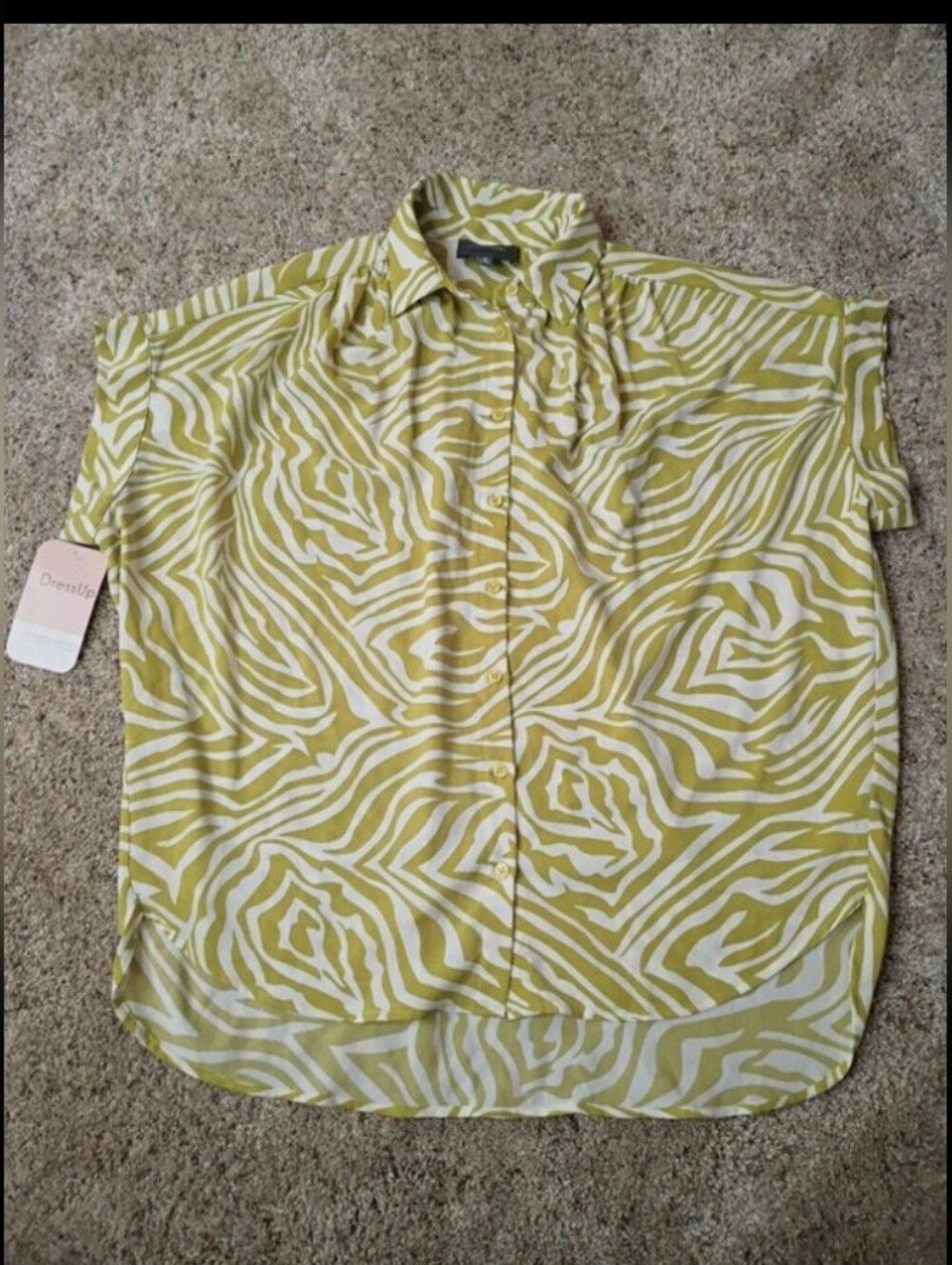 Hudson Gray Yellow and White Zebra Print Top